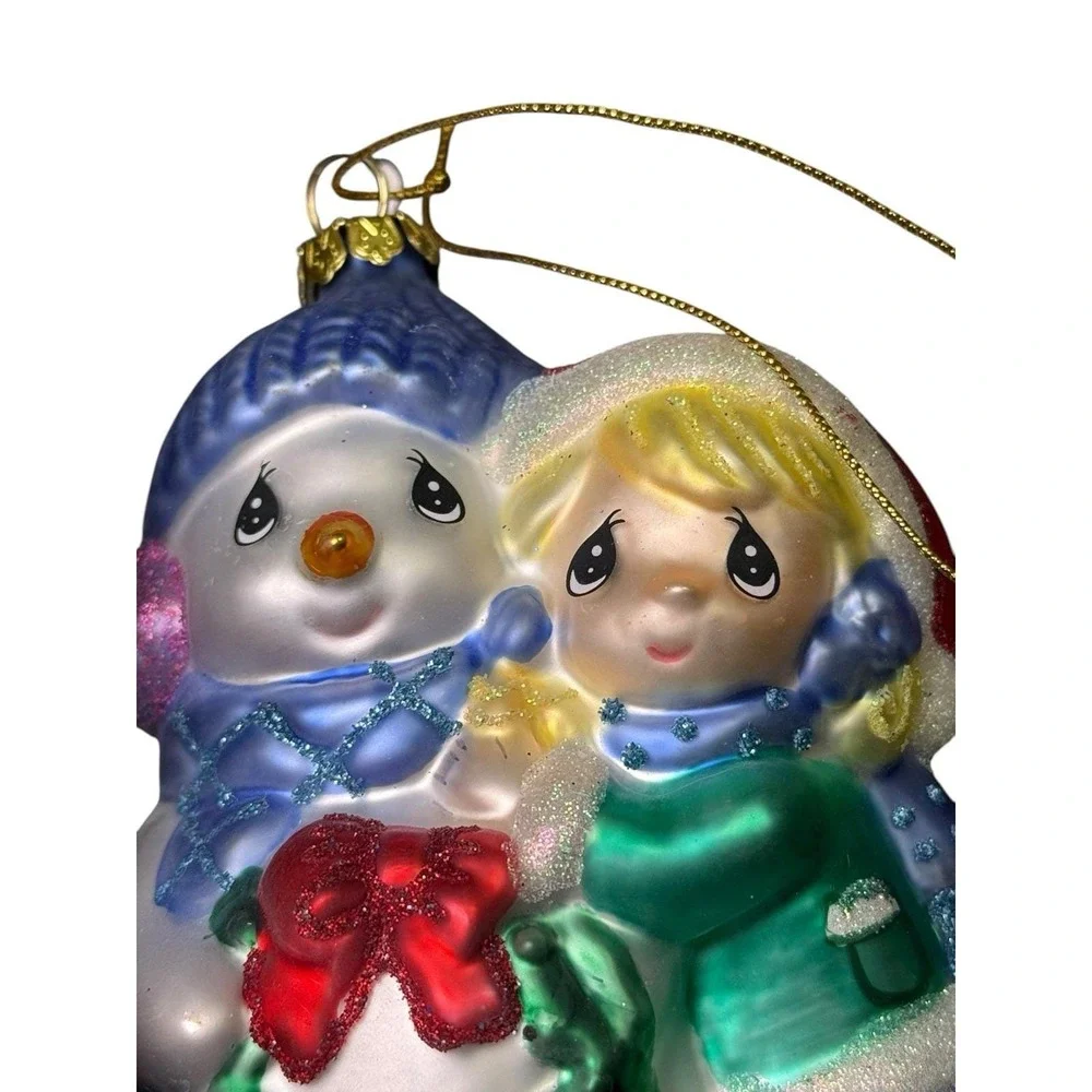Precious Moments Blown Glass Ornament – Girl With Snowman‎ BRANDNEW!